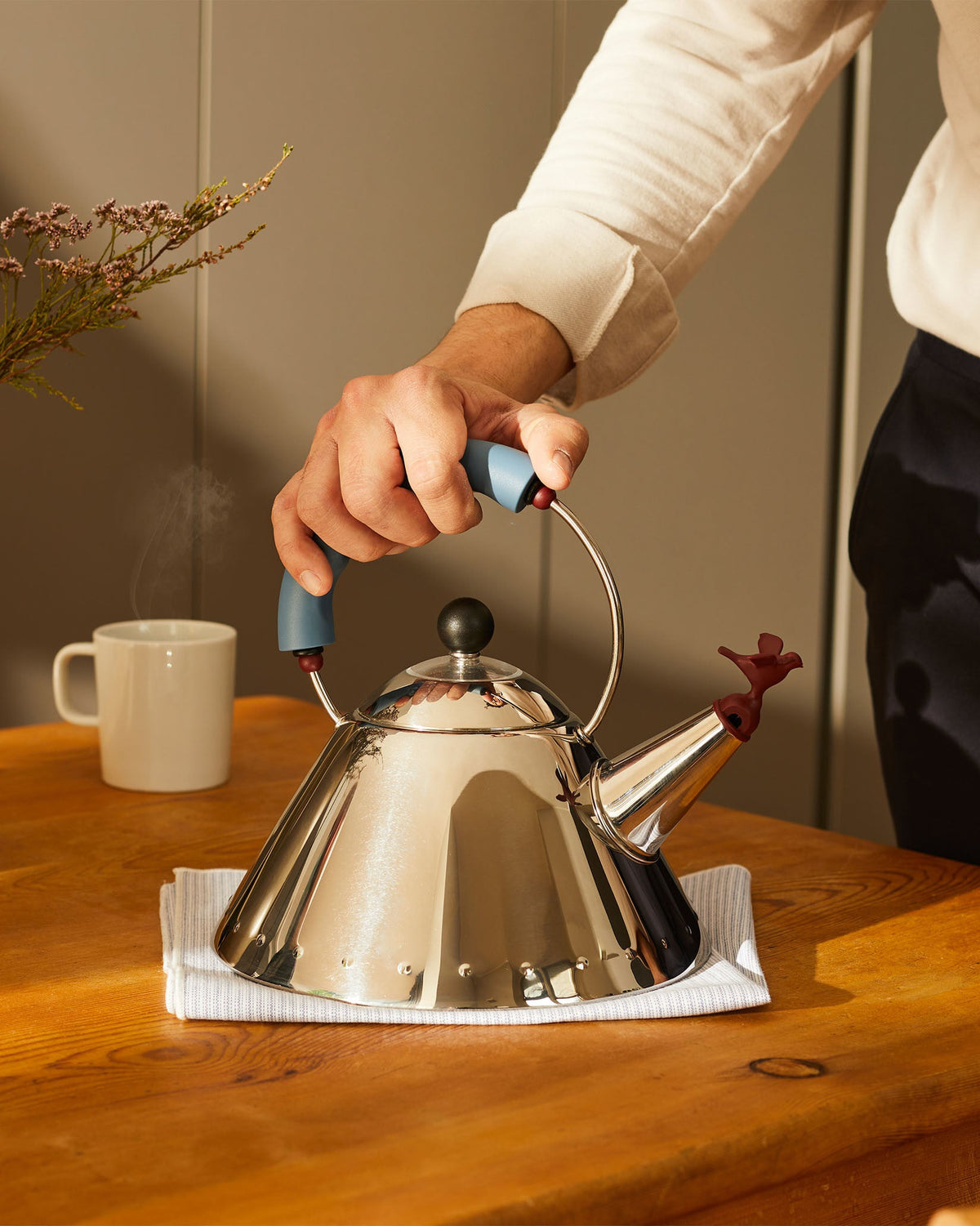 ALESSI 9093 Stainless Steel Kettle Designed by Michael Graves